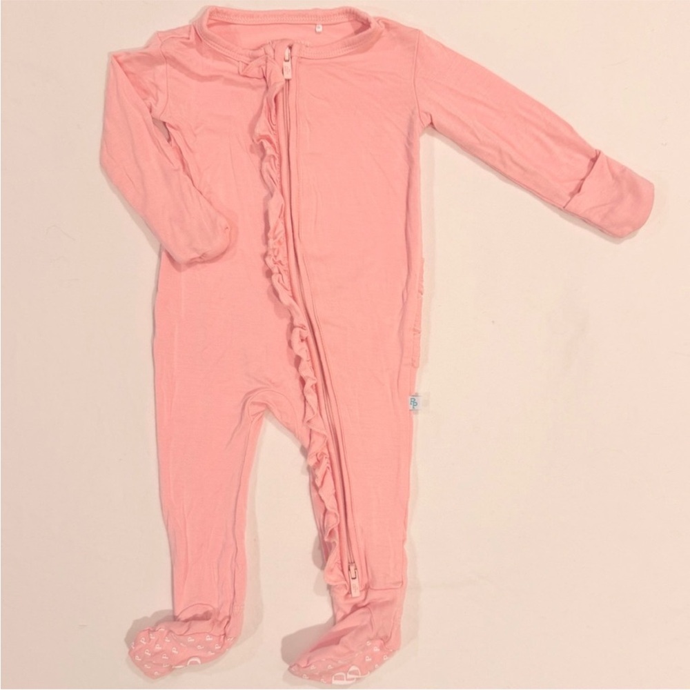 Posh Peanut Ruffle Footie Girls 0-3M Autumn Blush Bamboo Pajamas Sleeper Spring